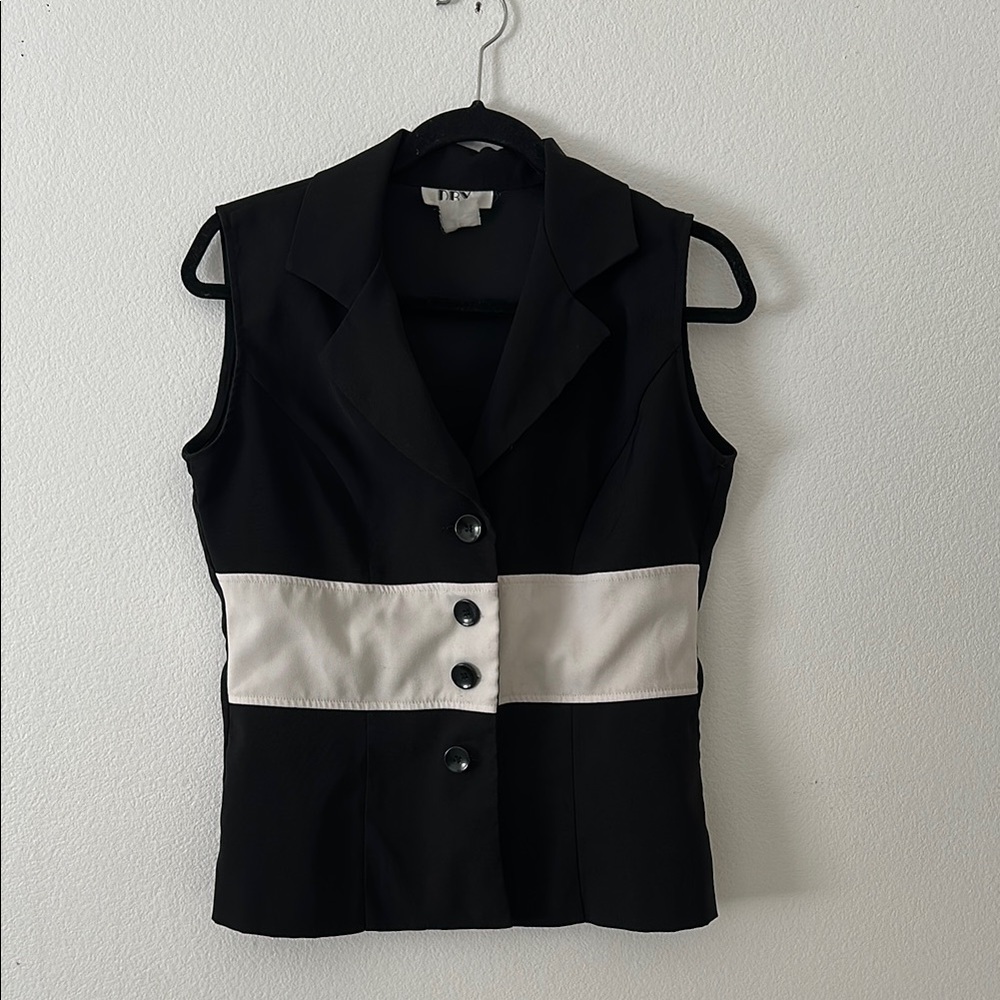 Black and White Sleeveless Vest